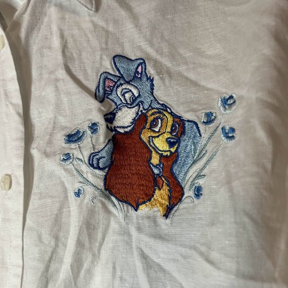 Vintage Disney Store Lady & The Tramp Embroidered White Shirt 90s RARE - Picture 5 of 9